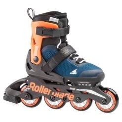 Rollerblade Microblade Kids Adjustable Inline Skates - Blue Warm Orange