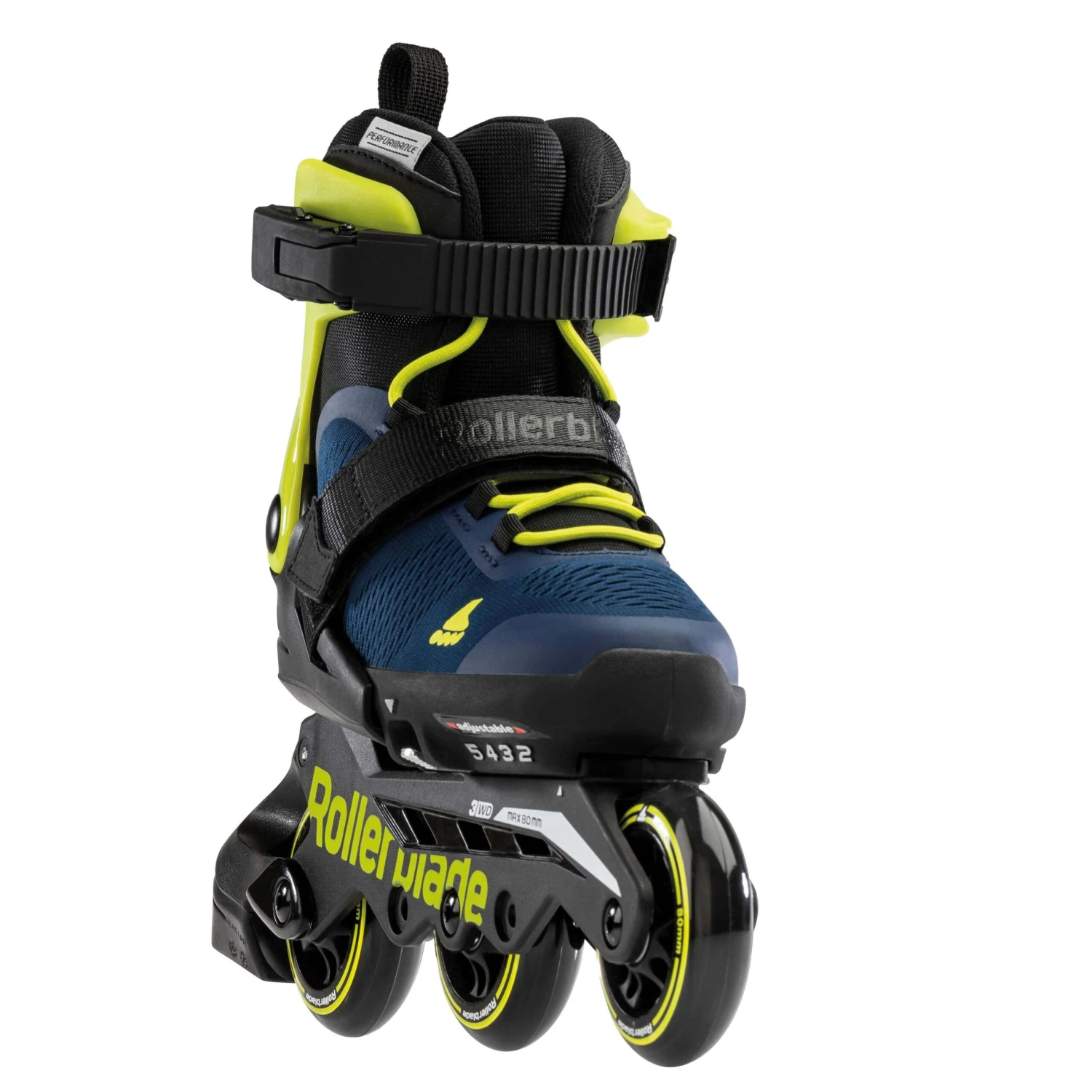 Rollerblade Microblade 3WD Kids Adjustable Inline Skates - Royal Blue/Lime - Image 3