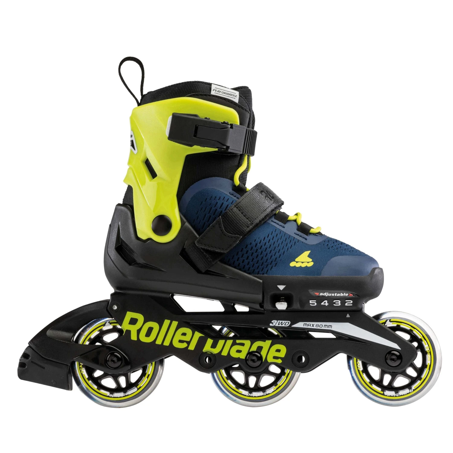 Rollerblade Microblade 3WD Kids Adjustable Inline Skates - Royal Blue/Lime - Image 2